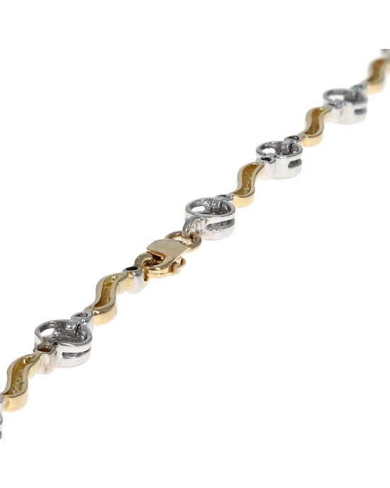 2 Tone Diamond Station Wave Link Necklace